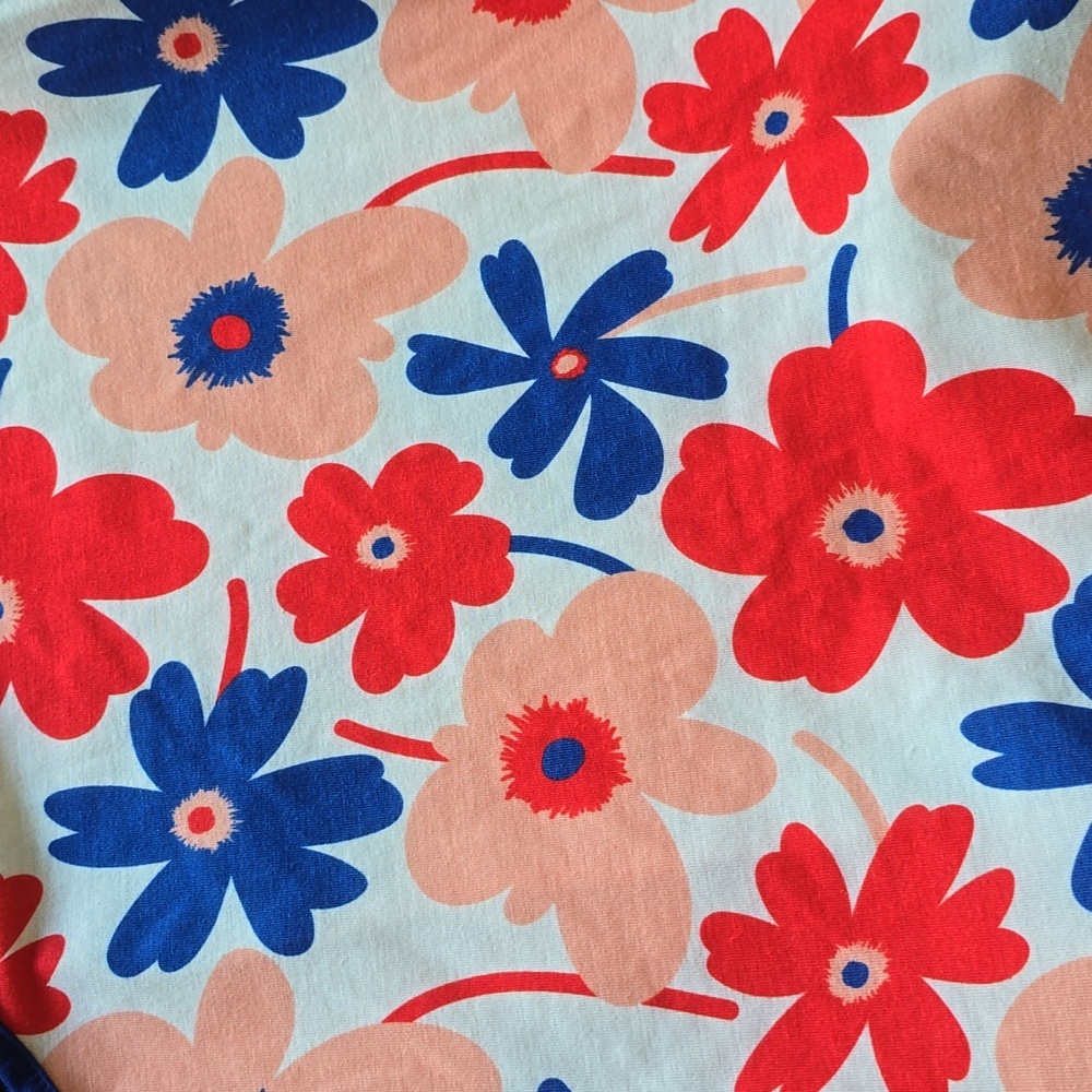 Sunshine Swing Floral Sleeveless Dress with Red and Blue Accents - Picture 10 of 10